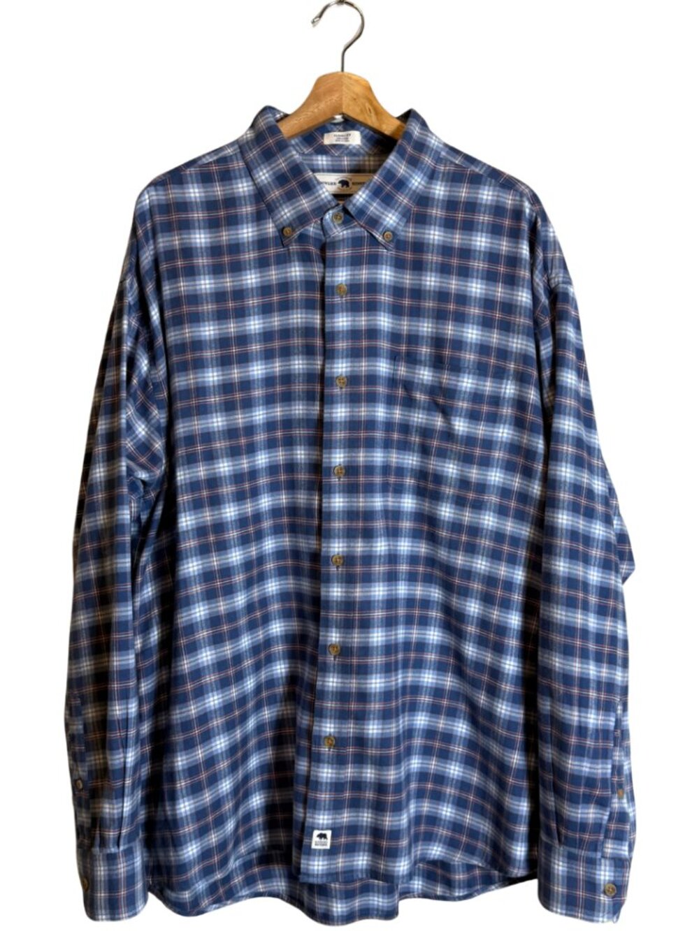 Onward Reserve Classic Fit Plaid Flannel Button Down Shirt Men's XL Blue Preppy